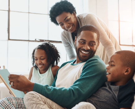 happy family reading