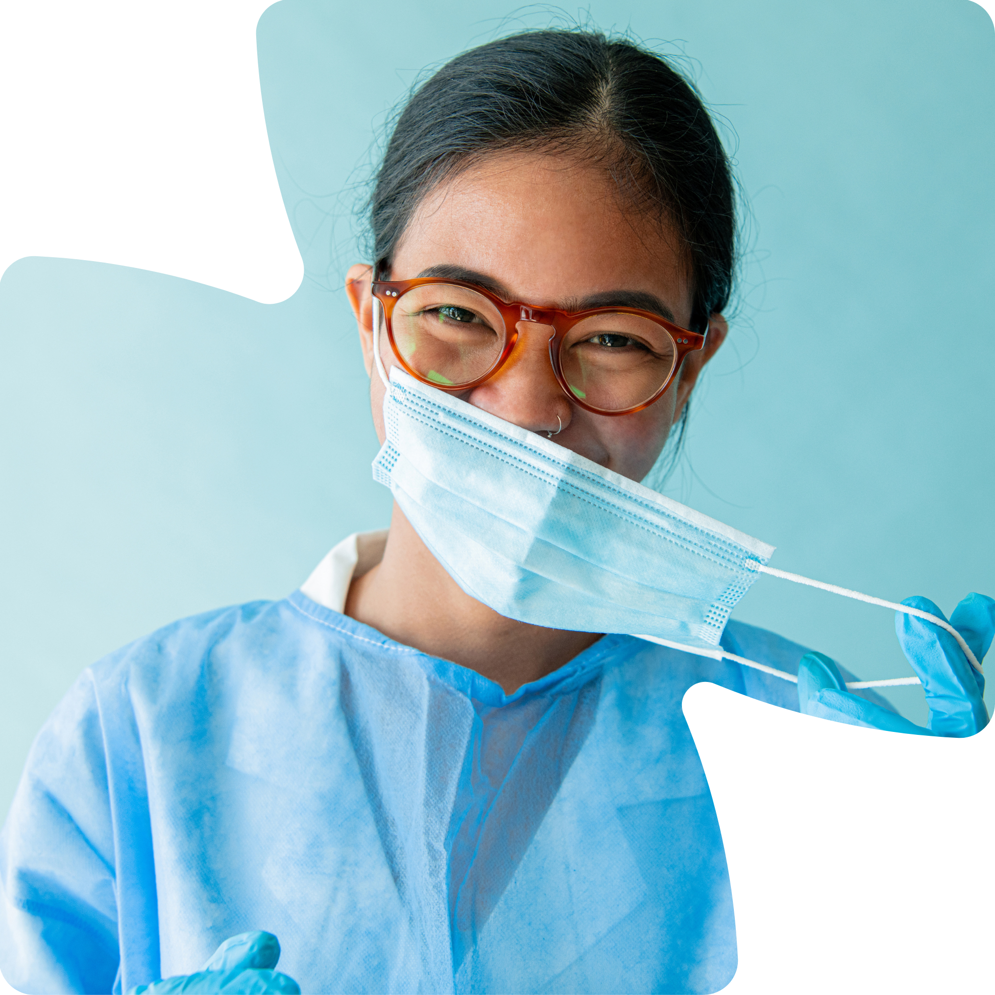 nurse smiling with mask