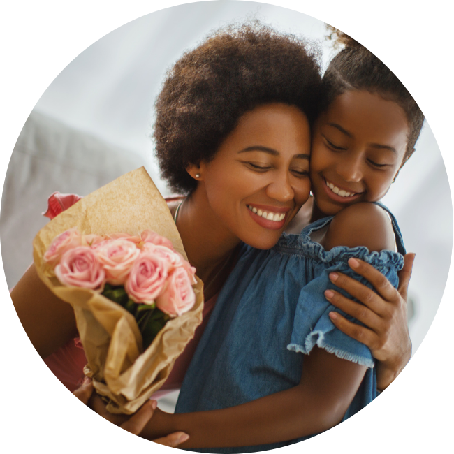 mother daughter hugging