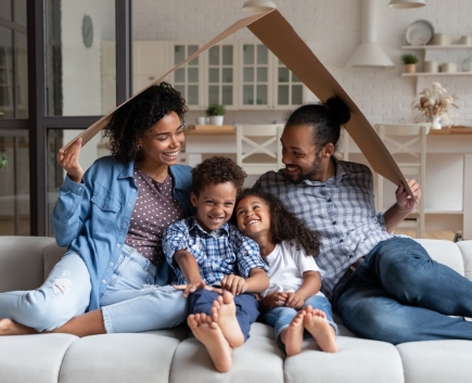 happy family under a roof