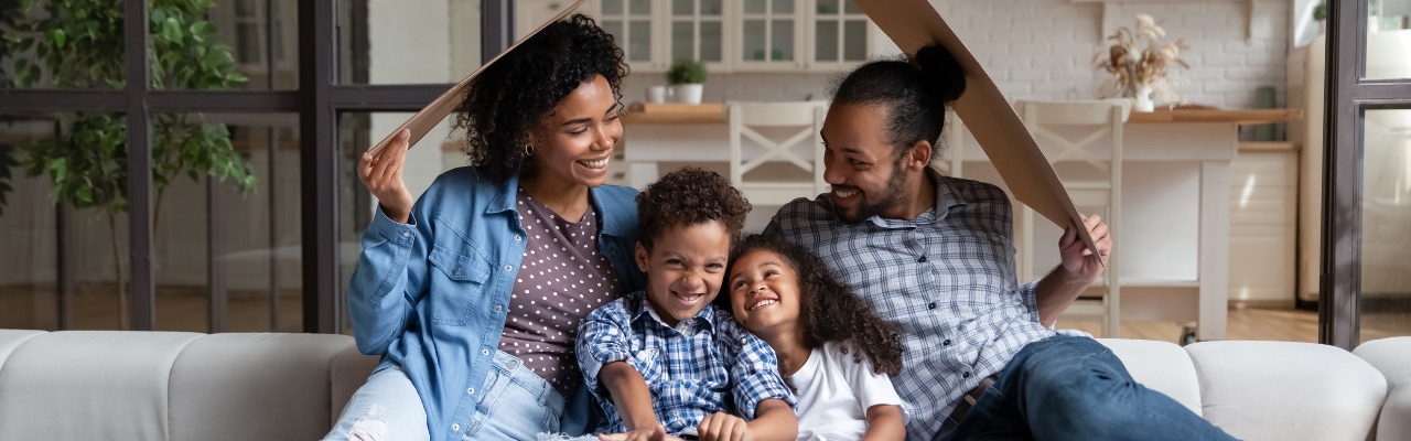 happy family under roof