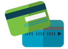 Green and blue credit cards