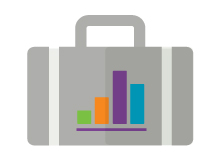 gray suitcase with bar graph 