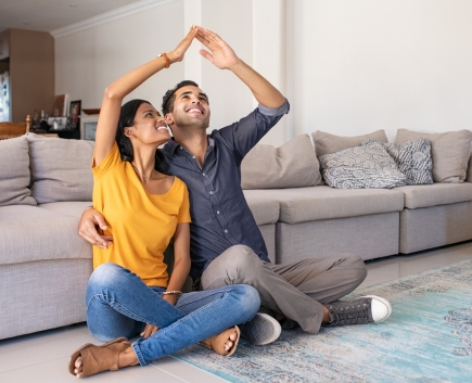 happy couple new home
